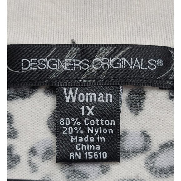 Designers Originals Black White Grey Animal Print 3/4 Sleeve Cardigan 1X - Picture 5 of 6